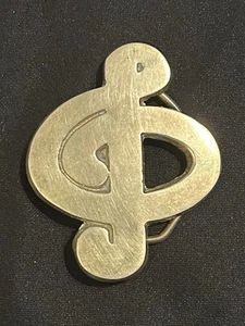 1978 Solid Brass Vintage Treble Clef Music Note Baron Belt Buckle - Picture 1 of 6