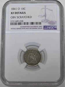 1841-O Seated Liberty Silver Dime 10c NGC XF Details - Picture 1 of 2