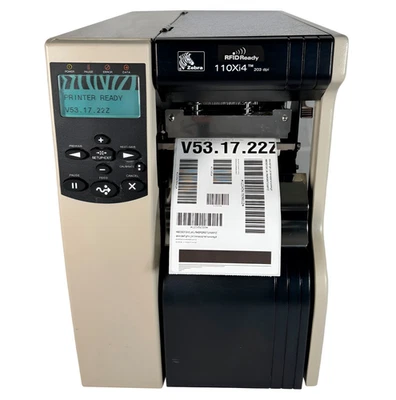 Zebra 110Xi4 Thermal Transfer Label Printer LAN USB Serial Peeler Rewinder - Image 1 of 4
