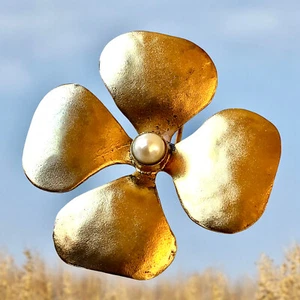 Van Peterson Vierblättrige Kleeblatt Brosche Gold Vermeil über Sterlingsilber signiert - Bild 1 von 11