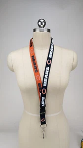 NFL 2 Tone Black Orange Lanyard Key Chain H&L Breakaway Chicago Bears - Picture 1 of 15