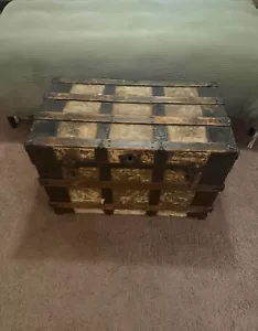 Antique Steamer Trunk Victorian Wood, National Stock Company - Picture 1 of 3