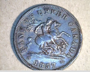 1857 Upper Canada, One Penny Bank Token, High Grade Copper   (Can-78) - Picture 1 of 2