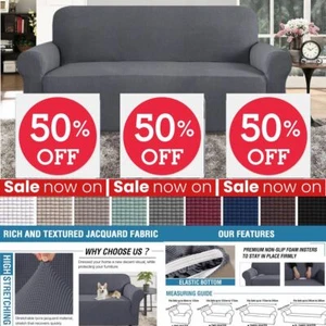 PREMIUM Elastic STRETCH SOFA COVERS Slipcover Protector Settee 1/2/3/4 Seater - Picture 1 of 19