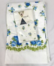 Vtg NOS Springcale Floral Pillowcases + Matching Flat Sheet 81" x 108"