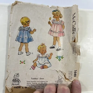 1951 McCall's 1640 Toddlers' Dress Size 1 Vintage Sewing Pattern - Picture 1 of 7