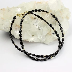 Spinell Kette Edelsteinkette Funkelnde Schwarz facettiert Collier Geschenk 46 cm - Picture 1 of 4
