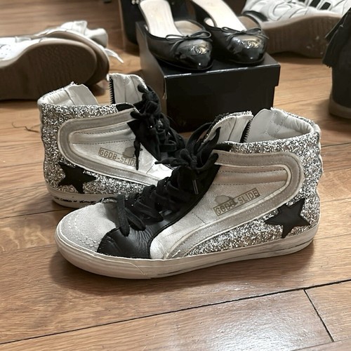 GOLDEN GOOSE gol goose slide 38 donna 8 US argento glitter