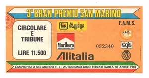 TICKET 3. GRAND PRIX SAN MARINO FORMULA ONE IMOLA D. FERRARI 30. APRIL 1983 - Bild 1 von 2