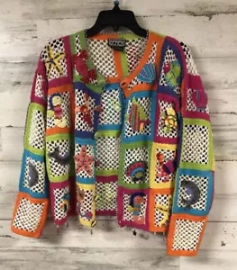 Vintage Berek Strickjacke Pullover M Häkel Fischer Indie Meerjungfrau Boho Festival OOAK - Bild 1 von 13
