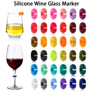 Silicone Wine Glass Markers Beverage Bottle Stemware Labels Reusable Mug Markers - Bild 1 von 10