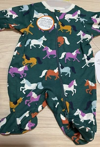 NEW ~ "HORSES " Baby Girl Newborn Outfit / Reborn Sleeper Clothes - Picture 1 of 11