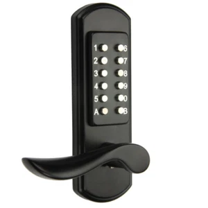 Elemake Black Keyless Mechanical Door Lock Left Handle 4-8 Digits Keypad Entry - Picture 1 of 11