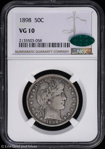 1898 50c Barber Half Dollar NGC VG 10 CAC - Picture 1 of 4