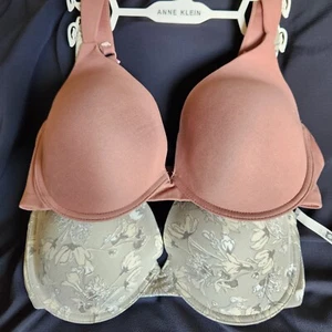 ANNE KLEIN Women's 2-Bra Set For Full Figure T-shirt Bras Ultra Soft 42D - Picture 1 of 19