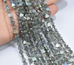 5 mm perline pietra preziosa liscia a forma di cuore piatto labradorite liscia 13 pollici 1 fila - Foto 1 di 7