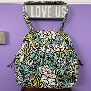 Vera Bradley Aqua Green White Black Floral Double Zipper Purse Island Blooms - Picture 1 of 5