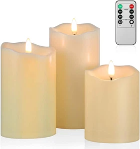 Flickering Flameless Candles, Most Realistic LED Candles with Remote and Timer, - Picture 1 of 12