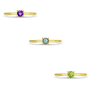 18K Gold Vermeil Amethyst Peridot Labradorite Ring Jewelry RBC307G - Picture 1 of 4