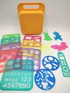 Tupperware Tuppertoys Plastic Stencils Set of 8 w/ Lunchbox Case + 7 other Vtg - Picture 1 of 13