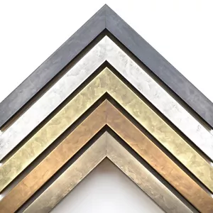 Moderner Stahl Holz Bilderrahmen dünn zeitgenössisches Dekor Distressed Gold Silber - Bild 1 von 13