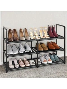 3-tier shoe rack, can hold 12-15 pairs of shoes, sturdy stackable shoe rack, - Picture 1 of 5