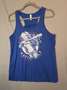 Washington Nationals Baseball Tank Top Womens XL Blue Shirt Bat Girl Graphic 