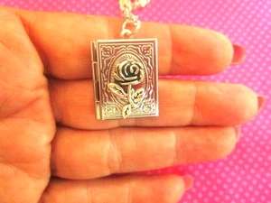 Rose vine silver book locket - Picture 1 of 3