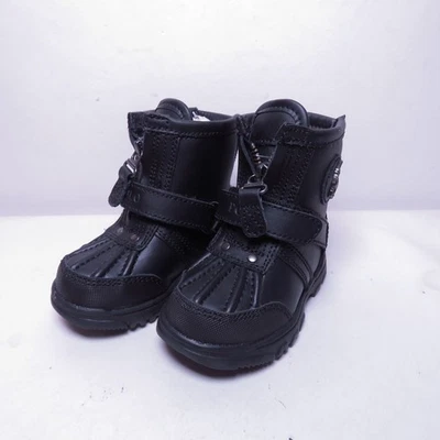Ralph Lauren Polo Hi Negro Zapatos Niño Pequeño 5C Botas de Combate Invierno Foto 1 de 4