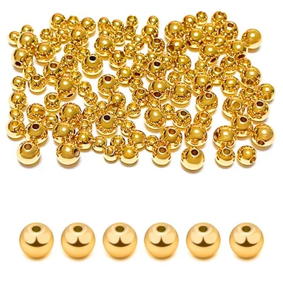MAPOIEU 260pcs 18K Gold Filled Spacer Round Beads,Seamless Smooth Metal Round - Image 1 of 4