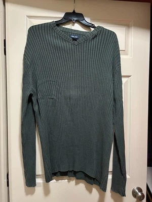 Cherokee Men’s Sweater XXL 100% Cotton Green Ribbed Knit Long Sleeve Pullover - Image 1 of 3
