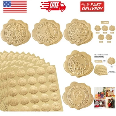 Sello de cera en relieve dorado de Navidad de 300 piezas sellos de sobre para paquete de regalos... Foto 1 de 4