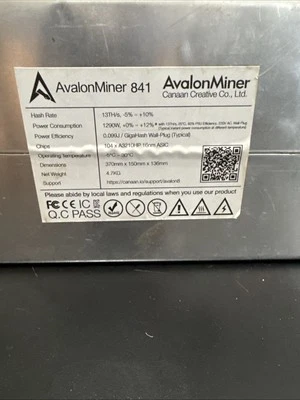 AvalonMiner 841 13TH/s ASIC Bitcoin Miner – Working – Fast Shipping - Image 1 of 4
