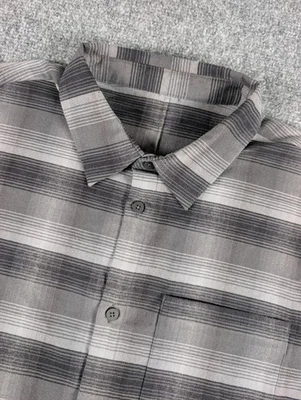 Camisa Lululemon Commission Para Hombre Mediana Negra Gris Rayas Manga Larga Foto 1 de 4