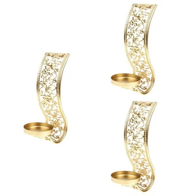 3pcs Metal Wall Sconce Candle Holder Wall Hanging Home Hollow Out Candleholder - Image 1 of 4
