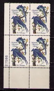 US USA Sc# 1241 MNH FVF PLATE # BLOCK Audubon Artist Birds Columbia Blue Jays - Picture 1 of 1