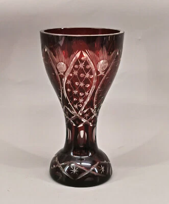 9135167 Glas Überfang-Vase Kerbschliff Böhmen Anfang 20.Jh. H23cm - Bild 1 von 3