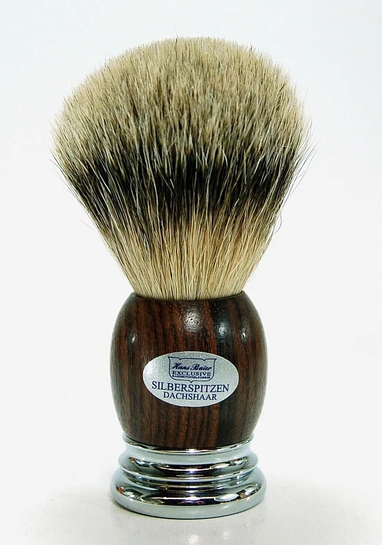 Hans Baier Pennello da Barba Vero Legno di Rosa Tasso Punte D'Argento 22 MM - Immagine 1 di 1