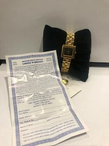 JONES NEW YORK WOMENS GOLDTONE LINK WATCH-BLACK FACE - Picture 1 of 3