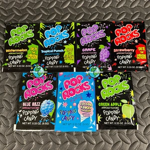7 POP ROCKS CANDY PACKS PUNCH+GRAPE+WATERMELON+APPLE+COTTON+STRAWBERRY+BLUE RAZZ - Picture 1 of 3