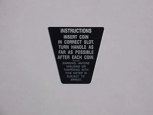 Duncan Parking Meter, Original Design Aluminum Instruction Plate, NOT a decal!!! - Picture 1 of 5