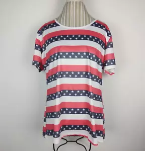 Pulóver para mujer PATRIOTIC de manga corta a rayas con ojo de cerradura talla XL - Imagen 1 de 4
