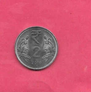 INDIA INDIAN KM395 2016 B UNC-UNCIRCULATED MINT LARGE MODERN 2 RUPEES COIN - Picture 1 of 1