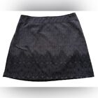 Athleta Black Tech Fleece Lined print mini skirt Size M style # 929793