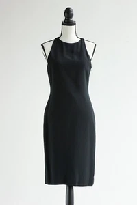 Vintage 80er Jahre NIPON NIGHT schwarz Etui ärmellos Cocktailkleid Gr. 4 transparenter Rücken - Bild 1 von 5