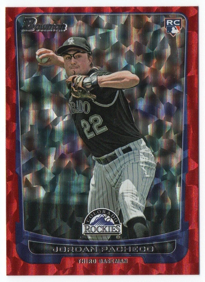 Bowman Draft Red Ice 25 2012 Jordan Pacheco novato 25/25 1/1? Colorado Rockies Foto 1 de 2