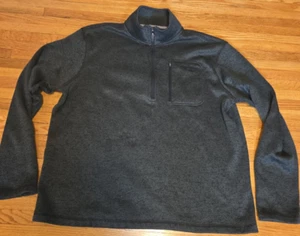 Eddie Bauer 1/4 Zip Sweater Fleece Mens Size M Olive Pullover Zip Chest Pocket - Picture 1 of 7