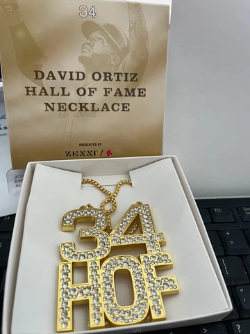 David Ortiz Necklace Bling HALL OF FAME Chain Boston Red Sox NEW Sealed 500 Cover