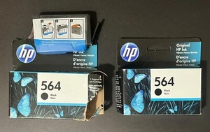 2 HP 564 Black Ink Cartridge 1 New In Sealed Package Expired March & April 2023 - Picture 1 of 4