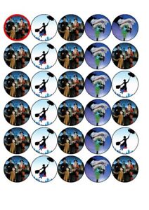 30 MARY POPPINS   EDIBLE RICE PAPER CUP CAKE TOPPERS.